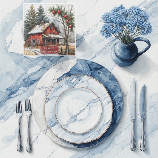 Farmhouse Christmas Magic Vintage Rustic  ガラスコースター