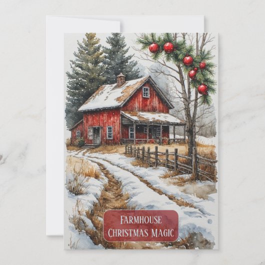 Farmhouse Christmas Magic Vintage Rustic  シーズンカード (正面)