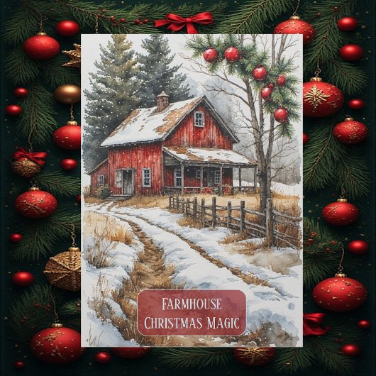 Farmhouse Christmas Magic Vintage Rustic  シーズンカード