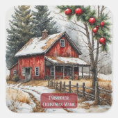 Farmhouse Christmas Magic Vintage Rustic  スクエアシール (正面)