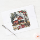 Farmhouse Christmas Magic Vintage Rustic  スクエアシール (封筒)
