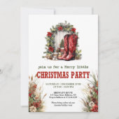 Farmhouse Christmas party 赤 緑の招待状 招待状 (正面)