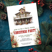 Farmhouse Christmas party printable red green 招待状