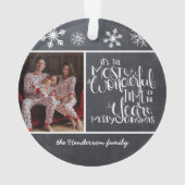 Farmhouse Christmas Photo Slate Grey Snowflake オーナメント (裏面)