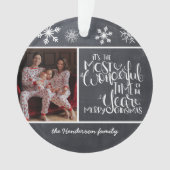 Farmhouse Christmas Photo Slate Grey Snowflake オーナメント (正面)