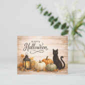 Farmhouse Colorful Pumpkins Halloween シーズンポストカード (スタンド正面)