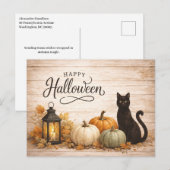 Farmhouse Colorful Pumpkins Halloween シーズンポストカード (正面/裏面)