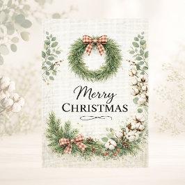 Farmhouse Cotton Wreath メリークリスマス シーズンカード