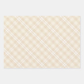 Farmhouse Country Chic Cream Plaid & Diamonds ラッピングペーパーシート (正面3)