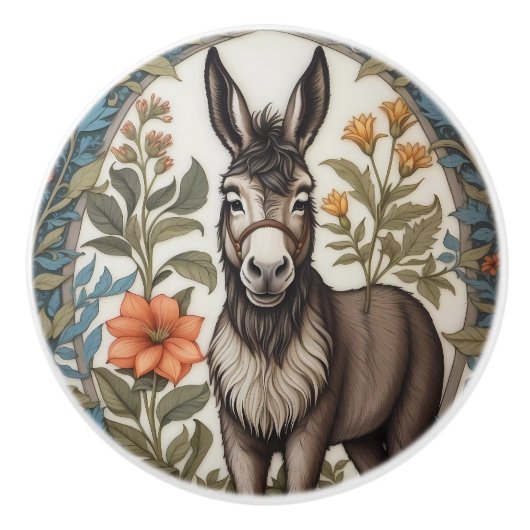 Farmhouse Donkey William Morris Inspired  セラミックノブ (正面)