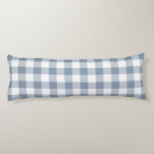 Farmhouse Dusty Blue Rustic Gingham Check Plaid ボディピロー (裏面)