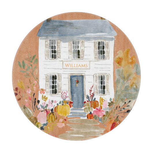 Farmhouse Fall Porch Monogram カッティングボード (正面)