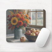 Farmhouse Floral Bouquet and Autumn Apples マウスパッド (マウス)