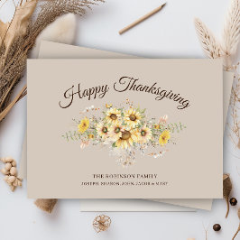 Farmhouse Floral Sunflowers Happy Thanksgiving シーズンカード