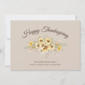 Farmhouse Floral Sunflowers Happy Thanksgiving シーズンカード (正面)