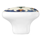 Farmhouse Folk Flower Mediterranean Blue Orange セラミックノブ (側面)