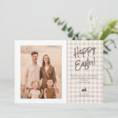 Farmhouse Gingham And Bunny Easter Family Photo カード (スタンド正面)