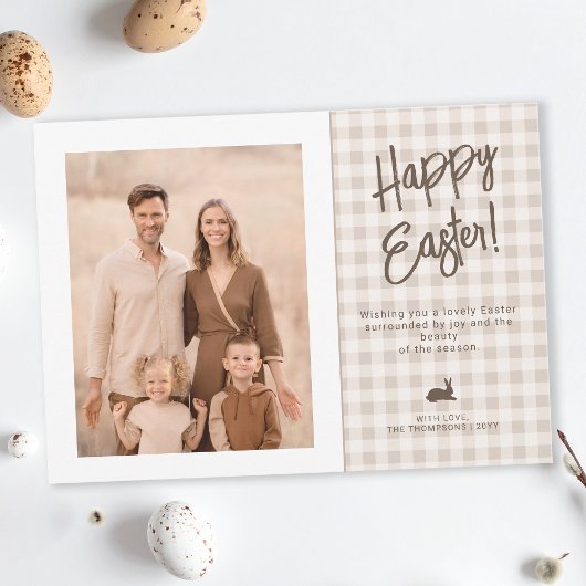 Farmhouse Gingham And Bunny Easter Family Photo カード
