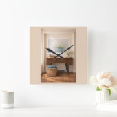 Farmhouse “Home Is Where Love Is”  Rustic Decor スクエア壁時計 (ホーム)