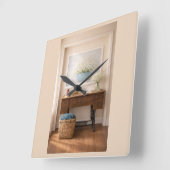 Farmhouse “Home Is Where Love Is”  Rustic Decor スクエア壁時計 (傾斜)