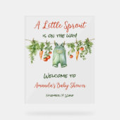 Farmhouse Little Sprout Clothesline Baby Shower アクリルサイン (正面)