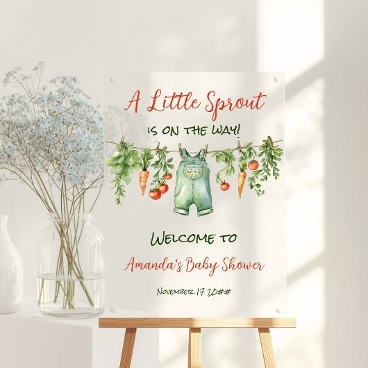 Farmhouse Little Sprout Clothesline Baby Shower アクリルサイン