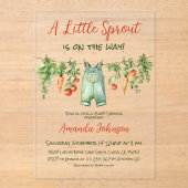 Farmhouse Little Sprout Clothesline Baby Shower アクリル招待状 (正面)