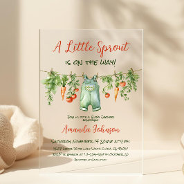 Farmhouse Little Sprout Clothesline Baby Shower アクリル招待状