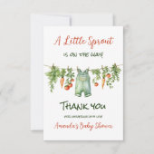 Farmhouse Little Sprout Clothesline Baby Shower サンキューカード (正面)