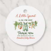 Farmhouse Little Sprout Clothesline Baby Shower フェイバータグ (正面)