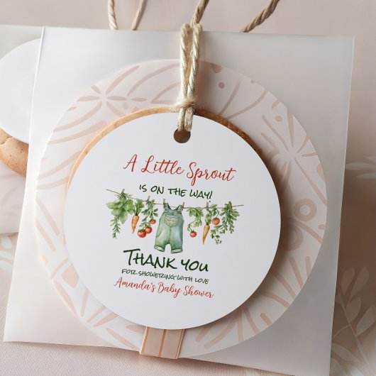 Farmhouse Little Sprout Clothesline Baby Shower フェイバータグ