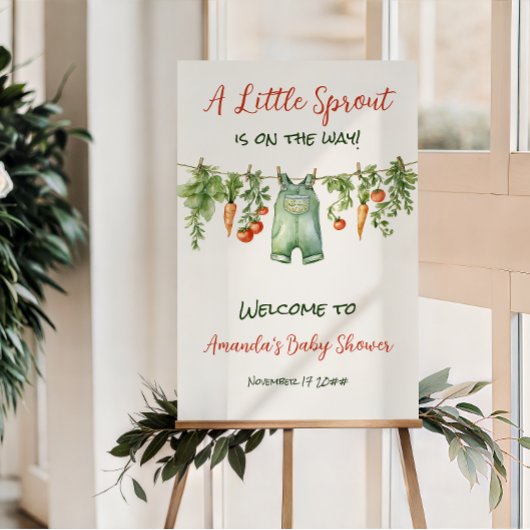 Farmhouse Little Sprout Clothesline Baby Shower ポスター