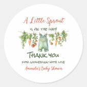 Farmhouse Little Sprout Clothesline Baby Shower ラウンドシール (正面)