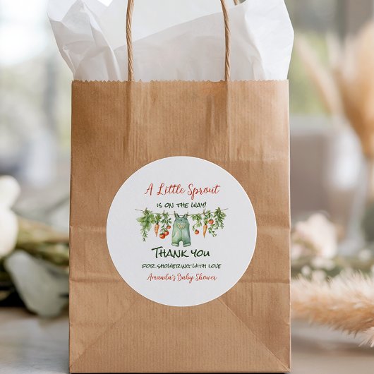 Farmhouse Little Sprout Clothesline Baby Shower ラウンドシール