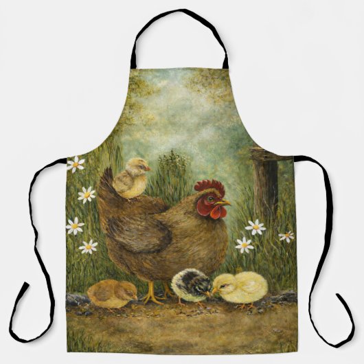 Farmhouse Mother Hen and Baby Chicks Apron エプロン (正面)