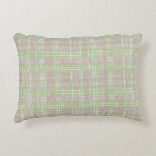 Farmhouse Neutral Sage Plaid アクセントクッション (正面)