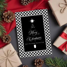 Farmhouse Plaid Chalkboard メリークリスマス 写真入り シーズンカード