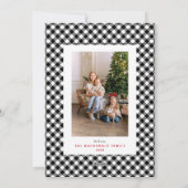 Farmhouse Plaid Chalkboard Merry Christmas Photo シーズンカード (裏面)