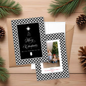 Farmhouse Plaid Chalkboard Merry Christmas Photo シーズンカード