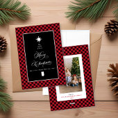 Farmhouse Plaid Chalkboard Photo Merry Christmas シーズンカード