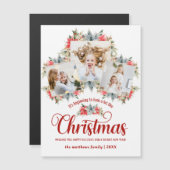 Farmhouse Poinsettia 3フォトコラージュ磁気カード マグネット招待状 (正面/裏面)