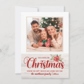 Farmhouse Poinsettia Holly Christmas 1のすてき写真 シーズンカード (正面)