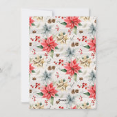 Farmhouse Poinsettia Holly Christmas 1のすてき写真 シーズンカード (裏面)