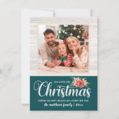 Farmhouse Poinsettia Holly Christmas 1のすてき写真 シーズンカード (正面)