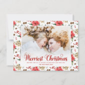 Farmhouse Poinsettia Merriest Christmas with Photo シーズンカード (正面)