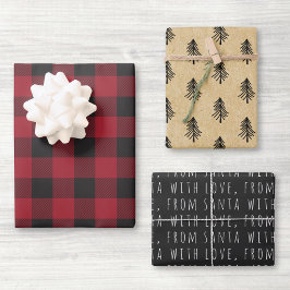 Farmhouse Red Buffalo Check クリスマス ラッピングペーパーシート