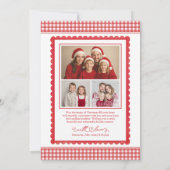 Farmhouse Red Gingham Bow Christmas Holiday Photo シーズンカード (裏面)