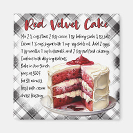Farmhouse Red Velvet Cake Recipe Black White Plaid マグネット