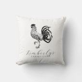 Farmhouse Rooster Custom Kitchen Throw Pillow クッション (正面)