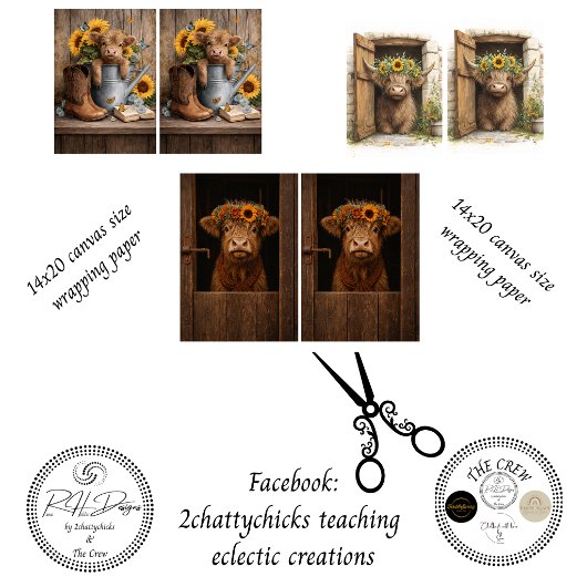 Farmhouse Rustic Barn Decoupage  ラッピングペーパーシート